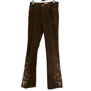 Vintage Zena Jeans Brown Corduroy Embroidered Size 4 Pants Mid rise women's